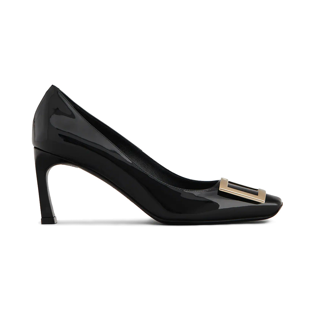 Roger Vivier Trompette 70 Metal Buckle Patent Leather Pumps Black