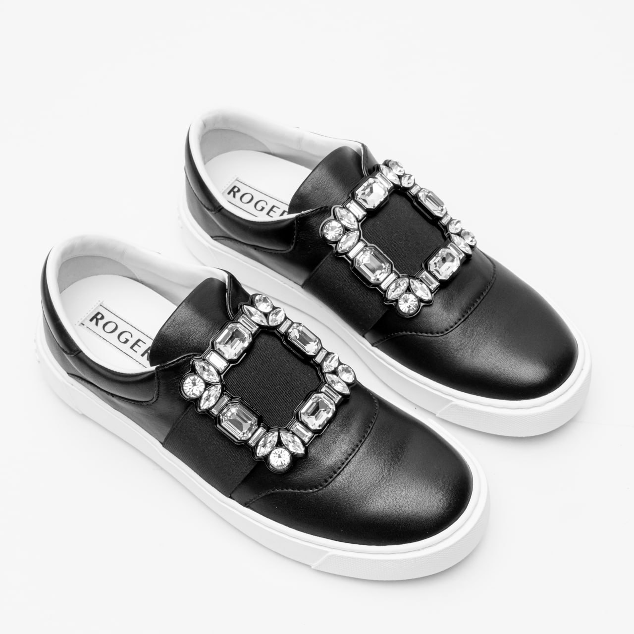Roger Vivier Very Vivier Strass Buckle Leather Sneakers