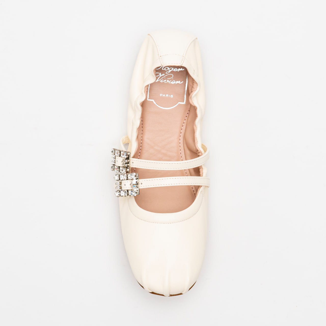 【ROGER VIVIER】Crystal-embellished Mary Jane flats 国内発送 ROGER VIVIER Crystal-embellished leather ballet flats | NET