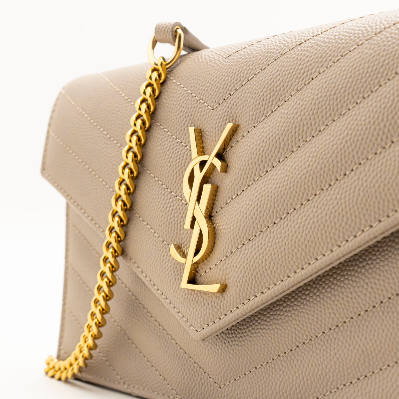 Sling Bag Ysl Beige Woc Saint Laurent Woc 19 Envelope Grained