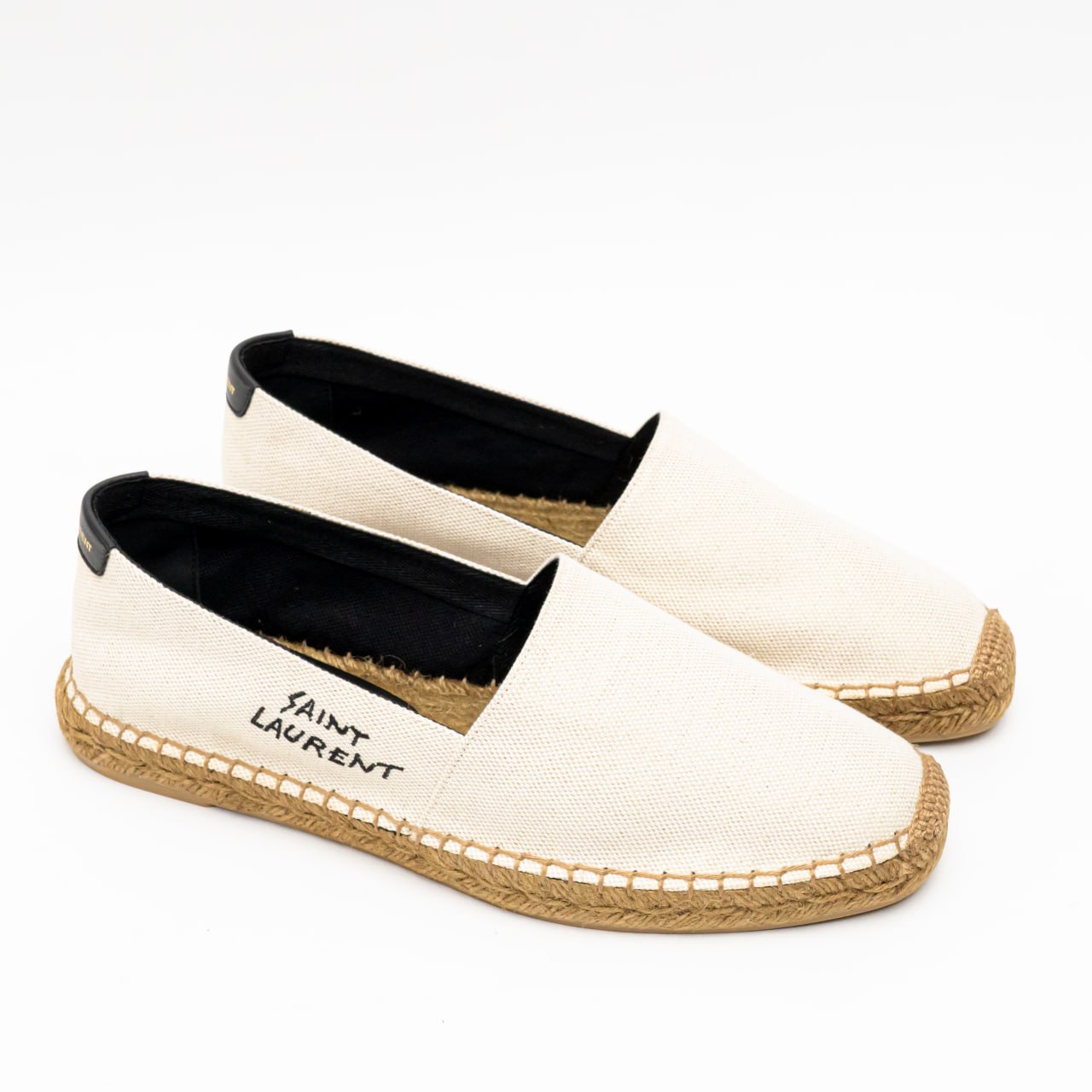 Saint Laurent Espa Embroidered in Canvas Natural Beige –