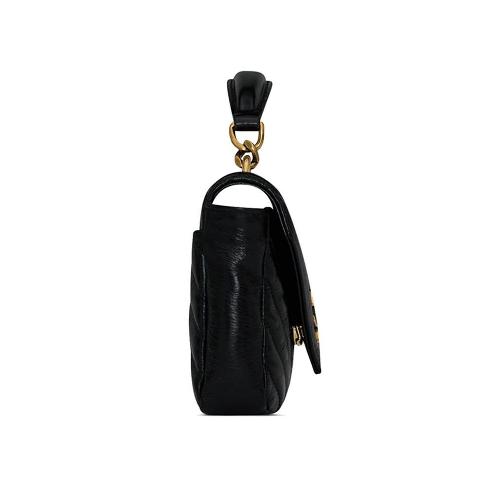 Saint Laurent College Mini Chain Bag Shiny Crackled Leather