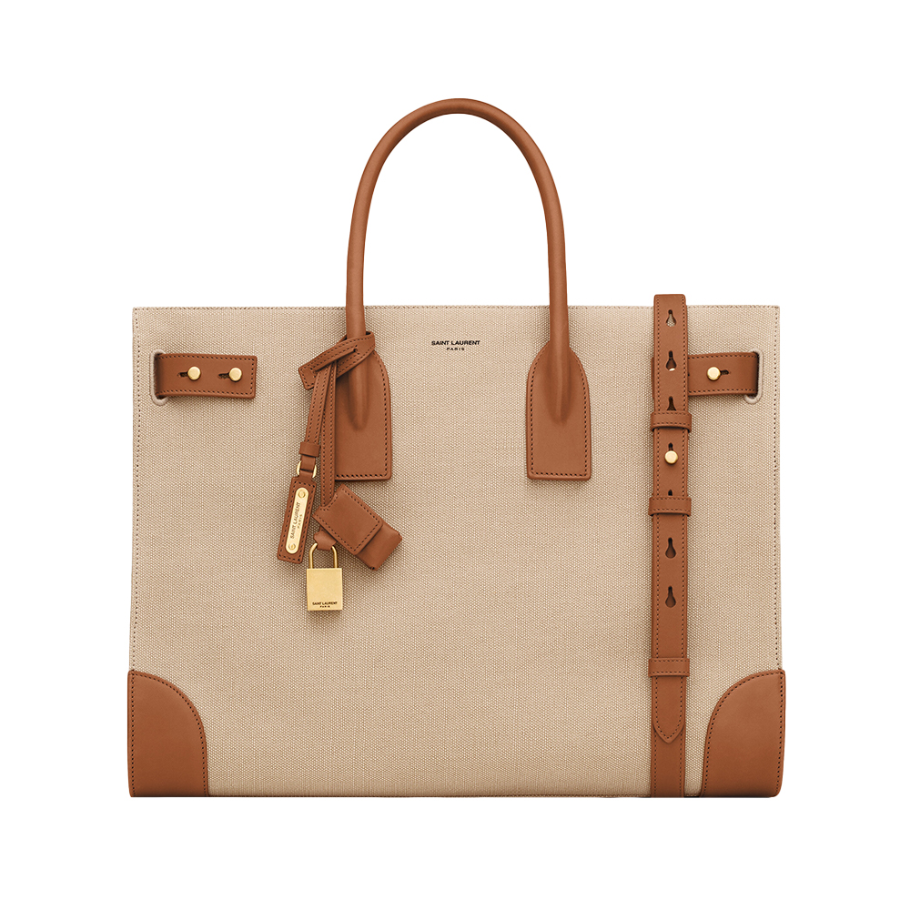 Saint Laurent Sac De Jour Thin Large Canvas and Vegetable Tanned