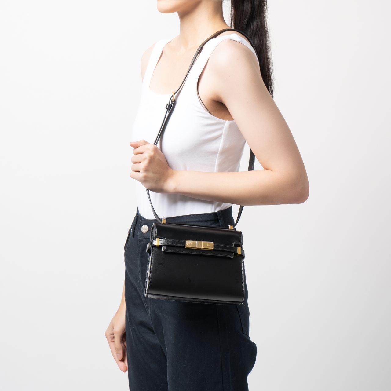 ショルダーバッグ・ポシェット SAINT LAURENT BLACK LEATHER CROSSBODY BAG Saint Laurent Crossbody Quilted Bags & Handbags for Women
