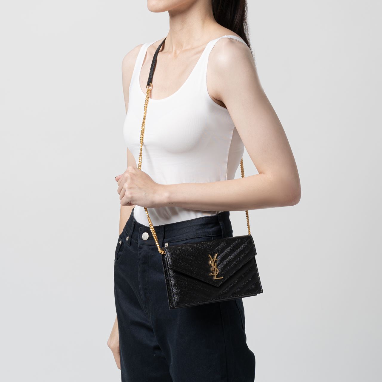 Woc 19 Envelope Grained Leather Black Ghw