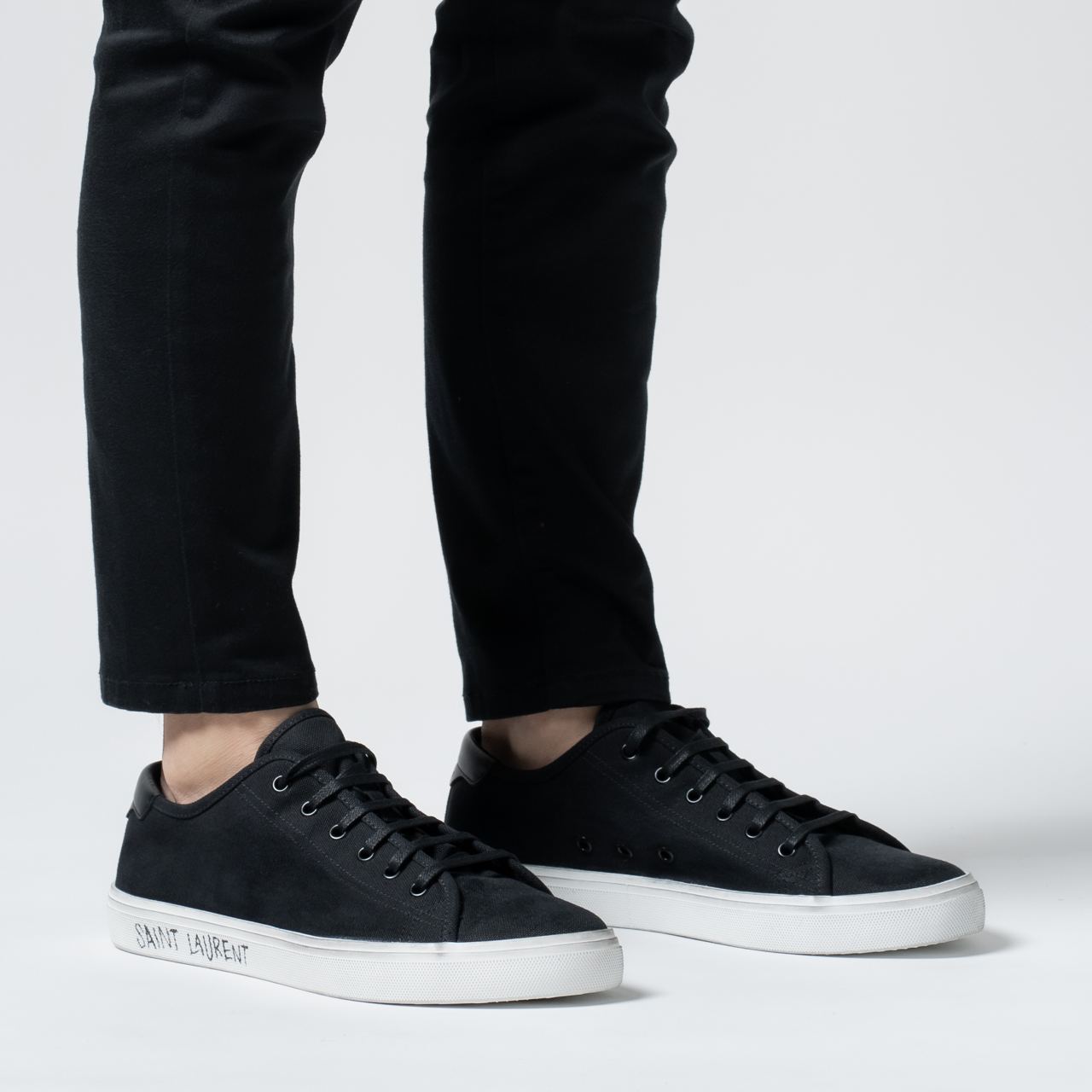 Saint Laurent Malibu Sneakers Canvas and Leather Black