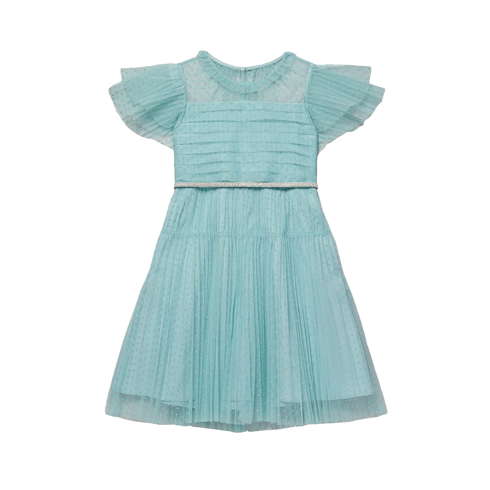 Self Portrait Kids Dot Mesh Mini Dress Mint –