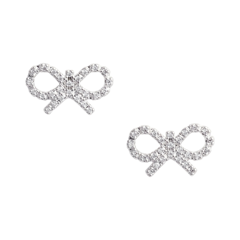 Self Portrait Micro Crystal Bow Earrings Silver Grey – voilà.id