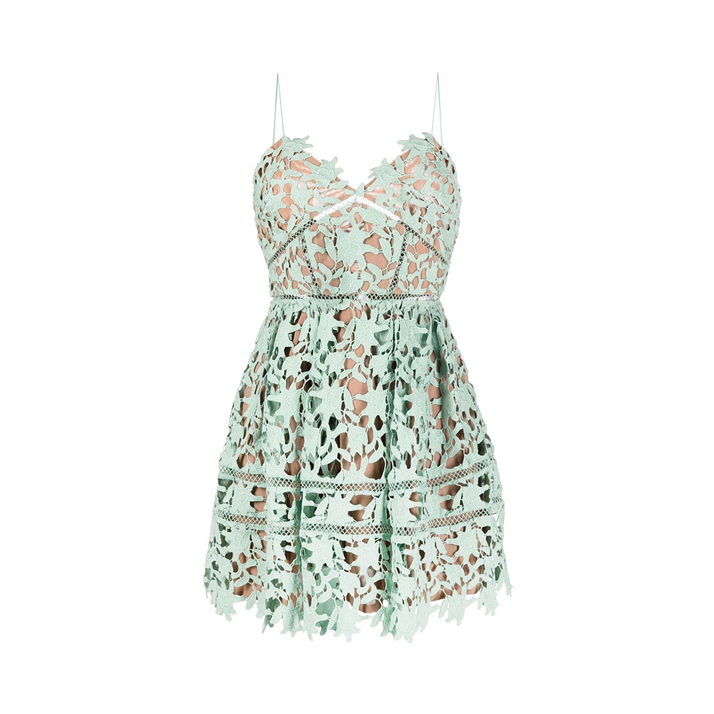 Self Portrait Azaelea Lace Mini Dress Mint  voil.id