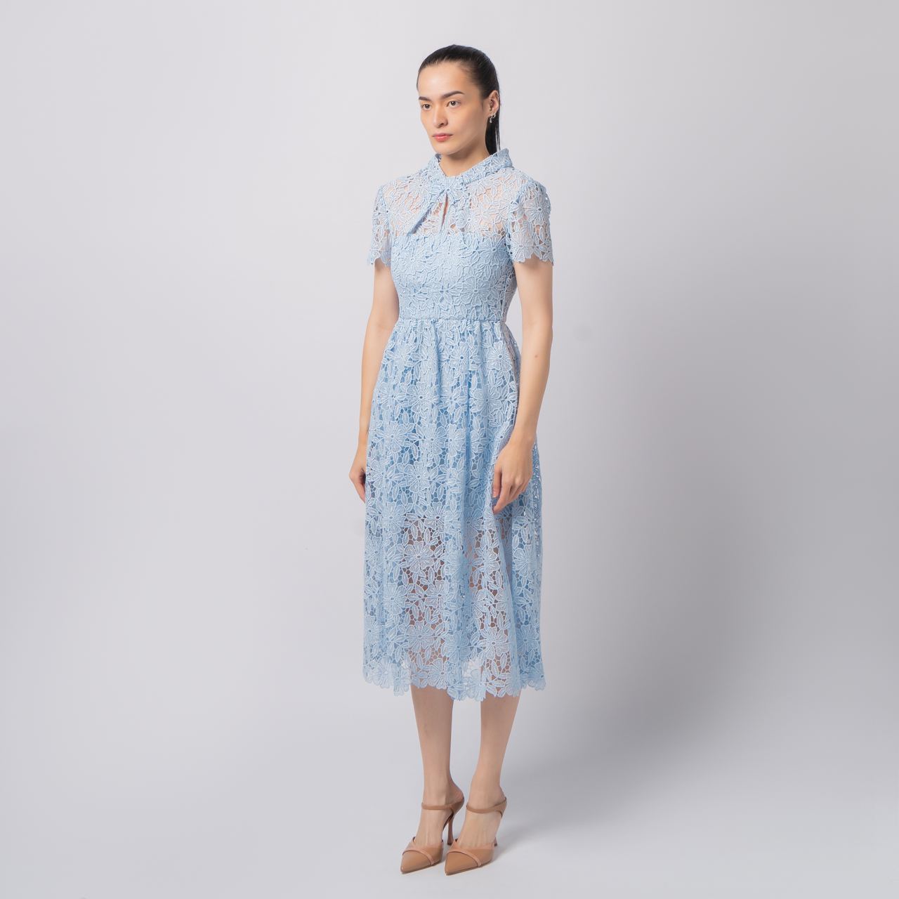 elfelfelf Archives☆LACE LINED DRESS Lace Illusion Short Dress with Flounce Trim | David's Bridal
