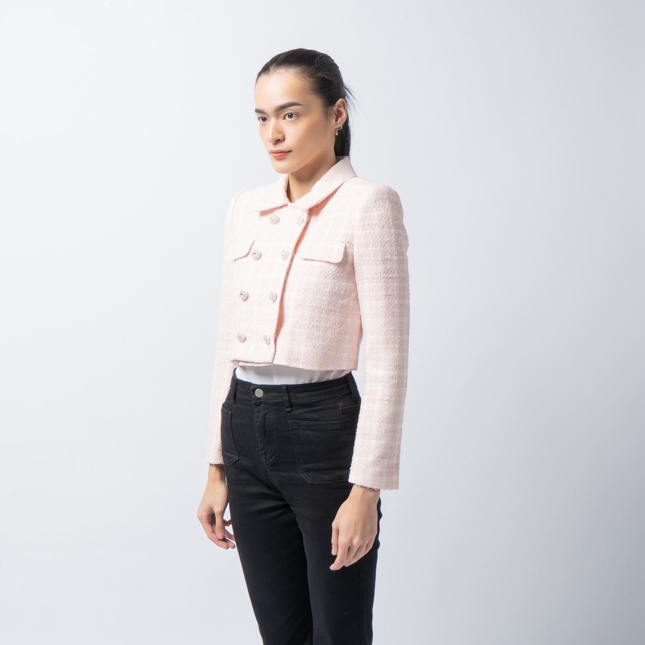 Self Portrait Boucle Jacket Pink – voilà.id