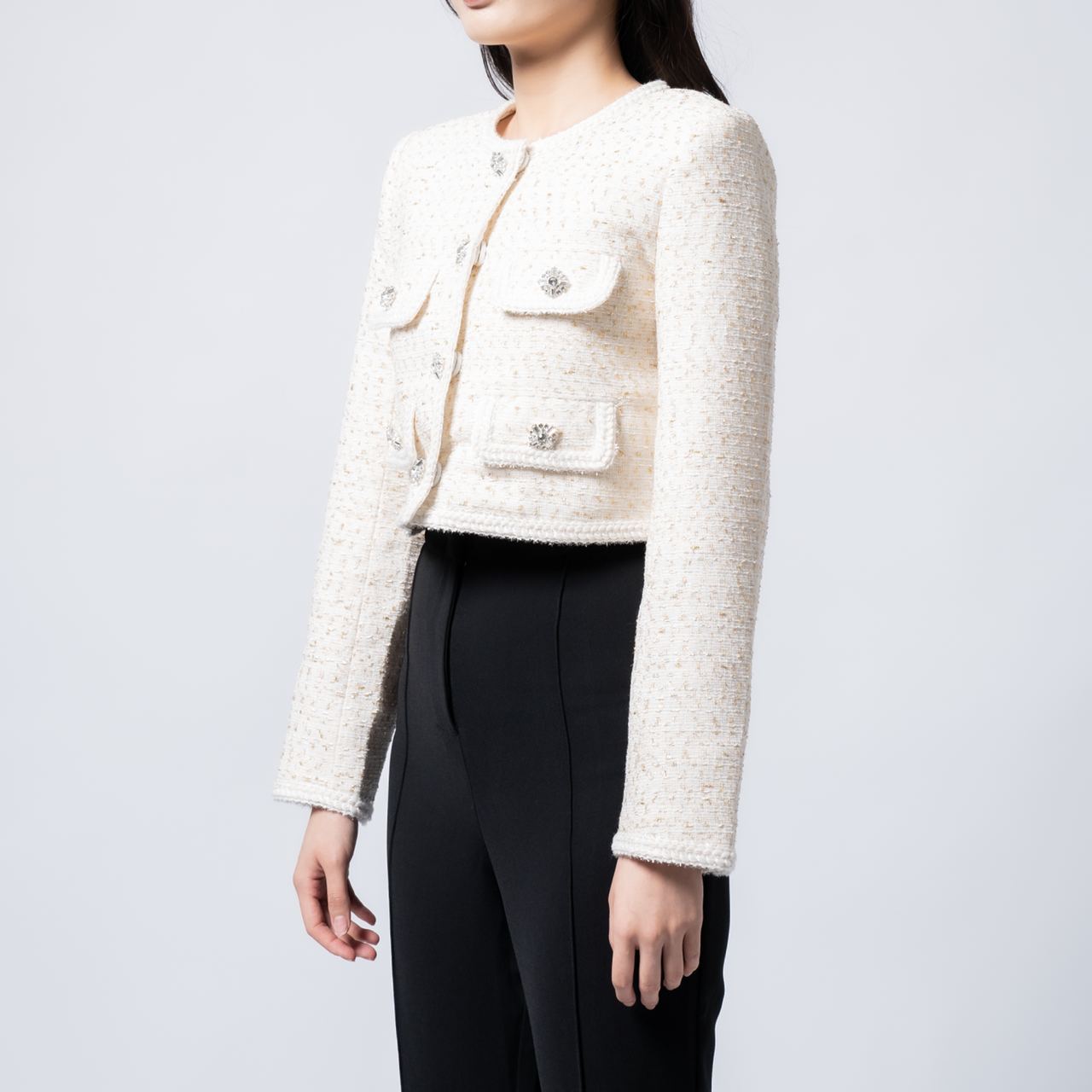 ジャケット SELF PORTRAIT Women Jackets 164J CREAM White self-portrait Crew-neck Jacket | italist