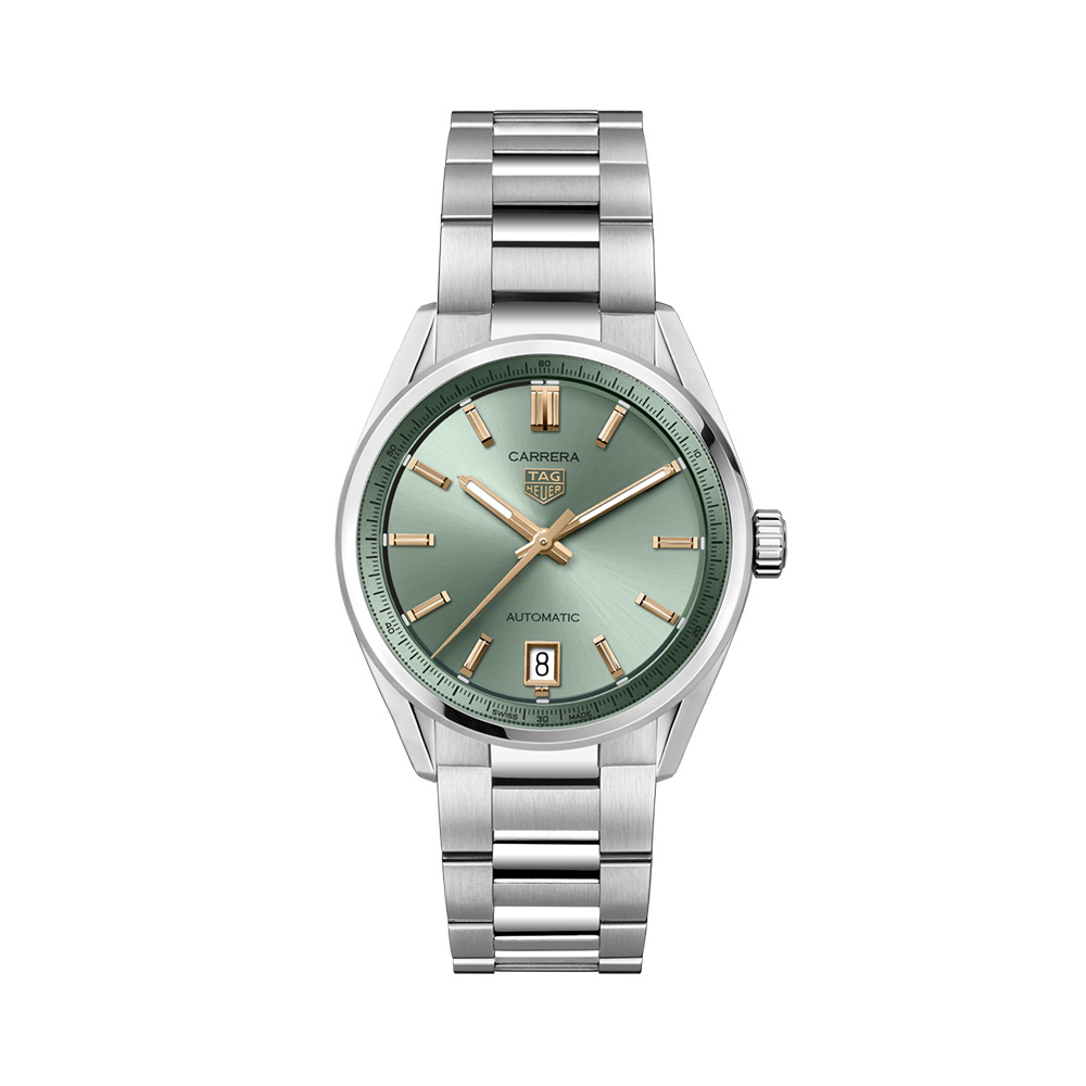 Tag Heuer Carrera Date Automatic 18K Green Dial Silver Steel Strap Watch for Women - WBN2312.BA0001 main image 1