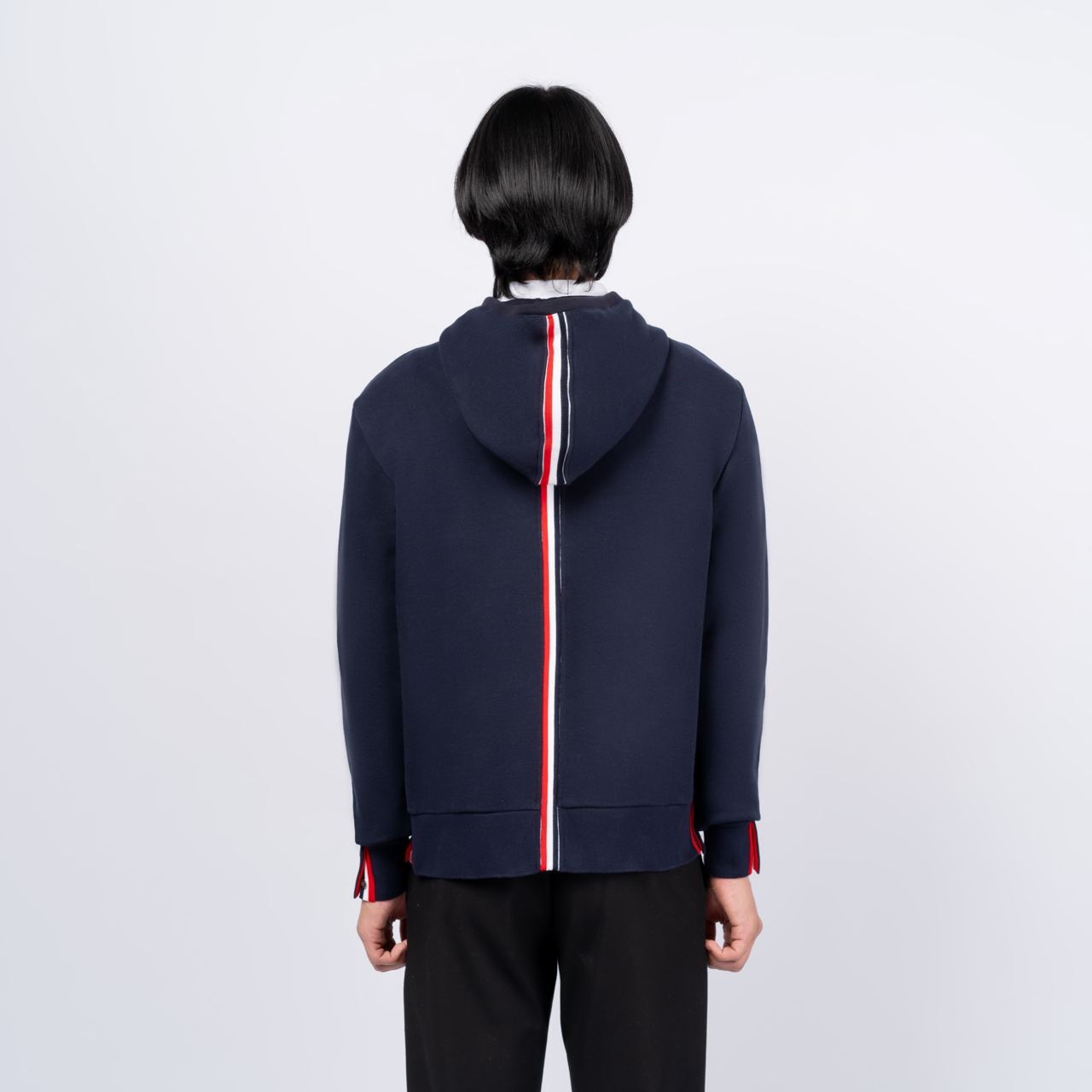 Thom Browne Center Back RWB Stripe Loopback Jersey Knit