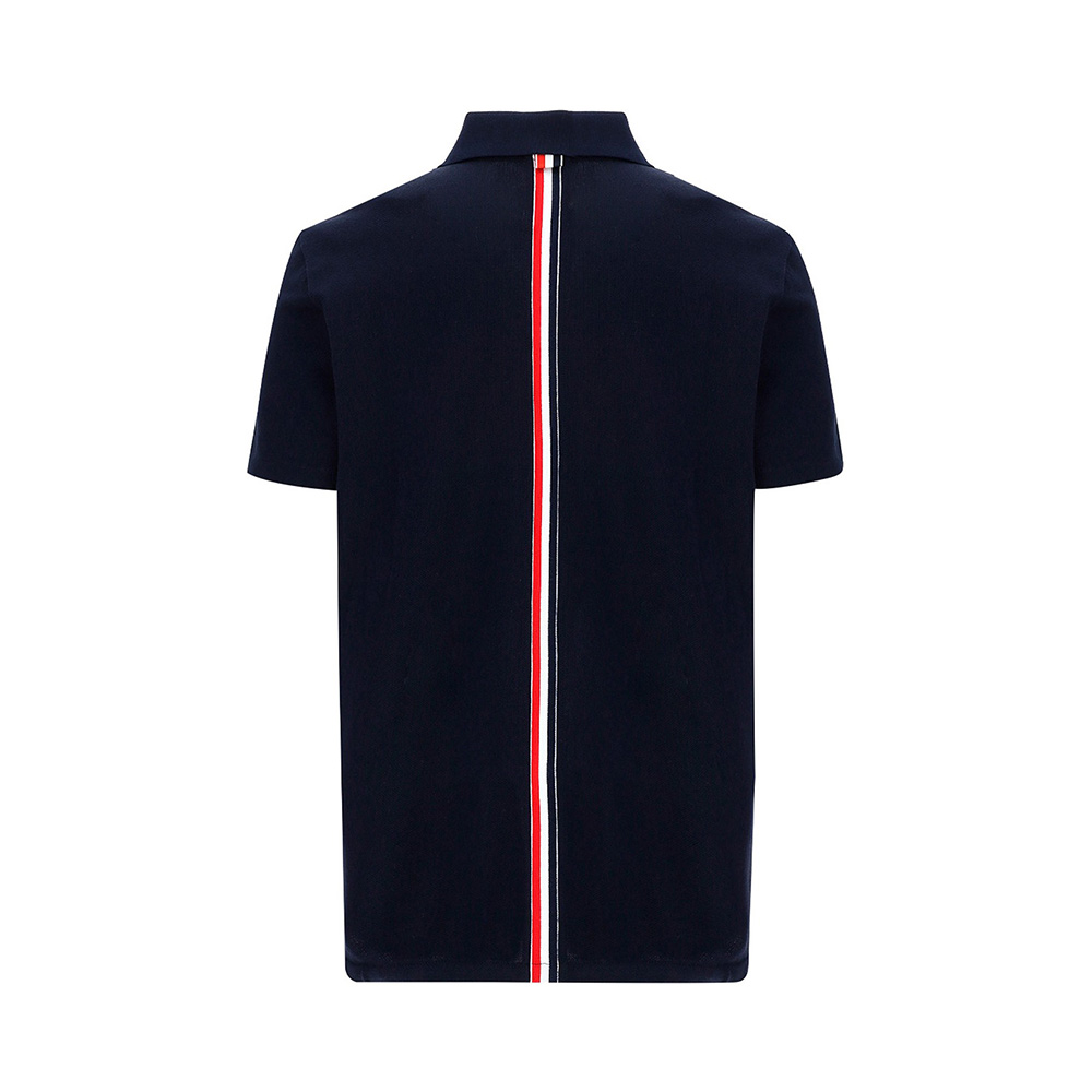 Thom Browne Center Back RWB Stripe Cotton Pique Polo Shirt