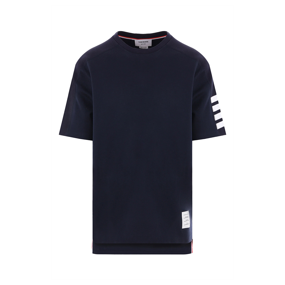 Thom Browne 4-Bar Stripe Sleeve T-Shirt Navy – voilà.id