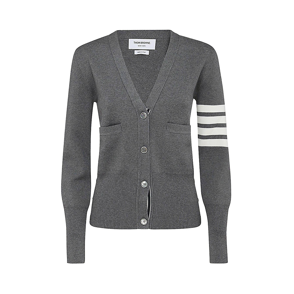 Thom Browne Men's Neck Cardigan Grey