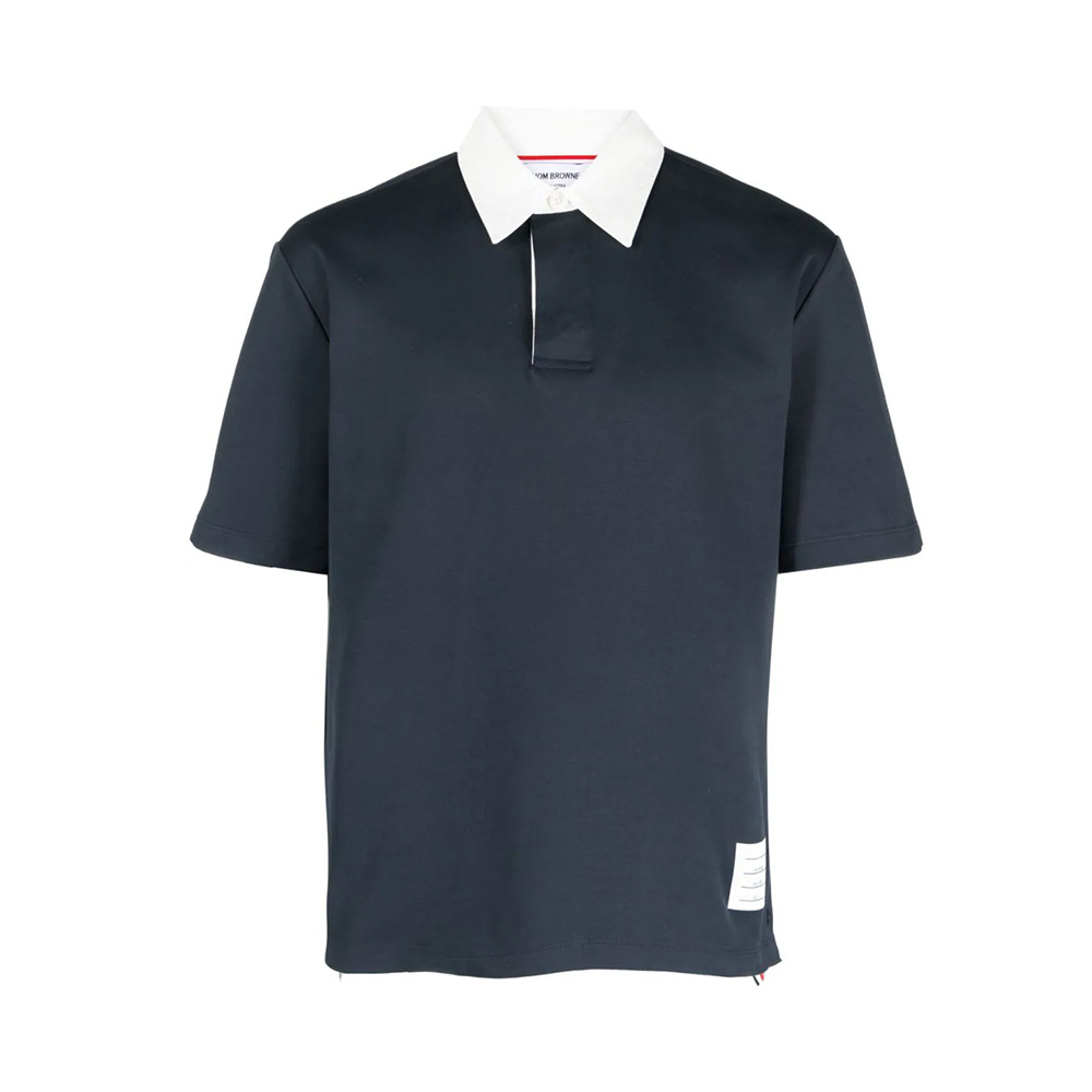 Thom Browne Logo Patch Rugby Polo Shirt Navy – voilà.id