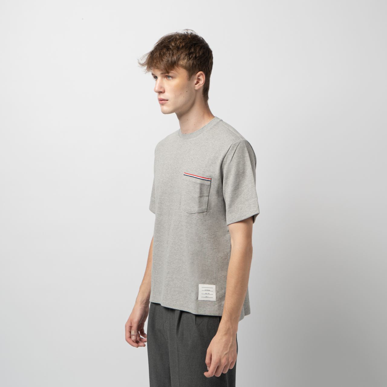 Thom Browne Oversized Short Sleeve Pocket T-Shirt Light Grey