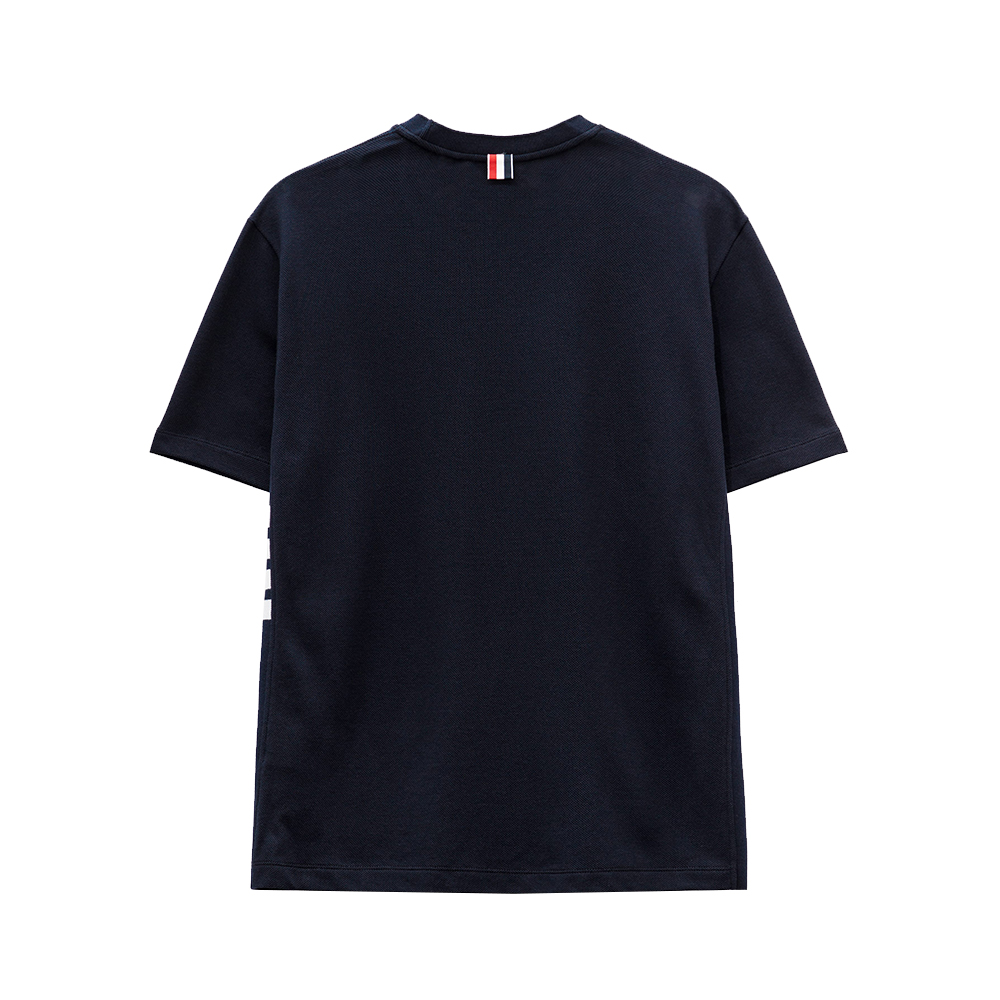 THOM BROWNE☆4LINE 袖ポイント Tシャツ NAVY Thom Browne 4-Bar Stripe Sleeve T-Shirt Navy – voilà.id
