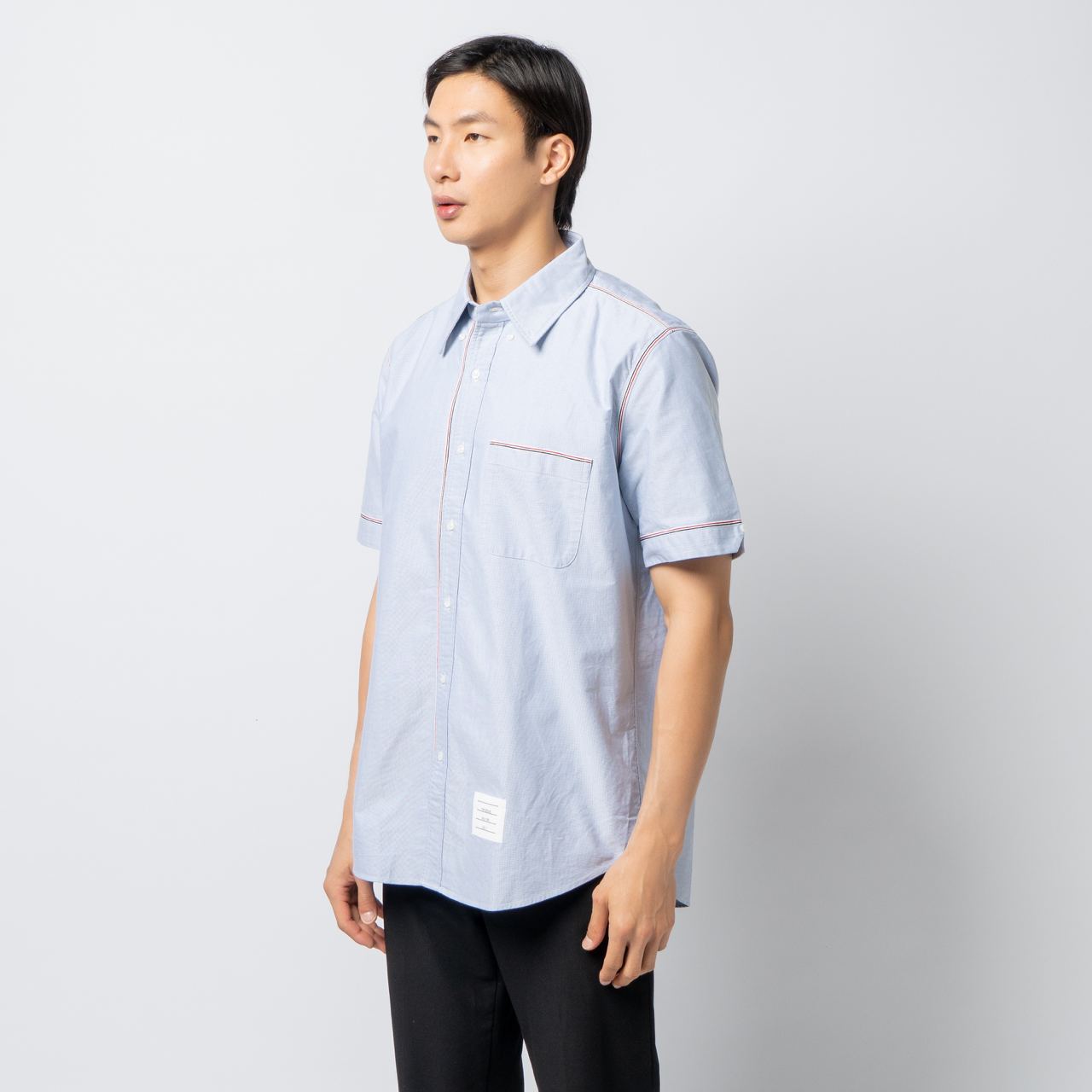 Thom Browne RWB Stripe Framing Trim Cotton Short Sleeve