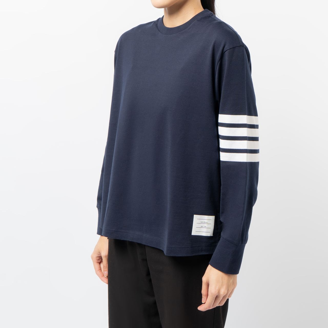 【関税込み】Thom Browne ネイビー Rugby コットン 長袖Tシャツ Thom Browne Rugby' T-Shirt Blue | Topjes met lange mouwen