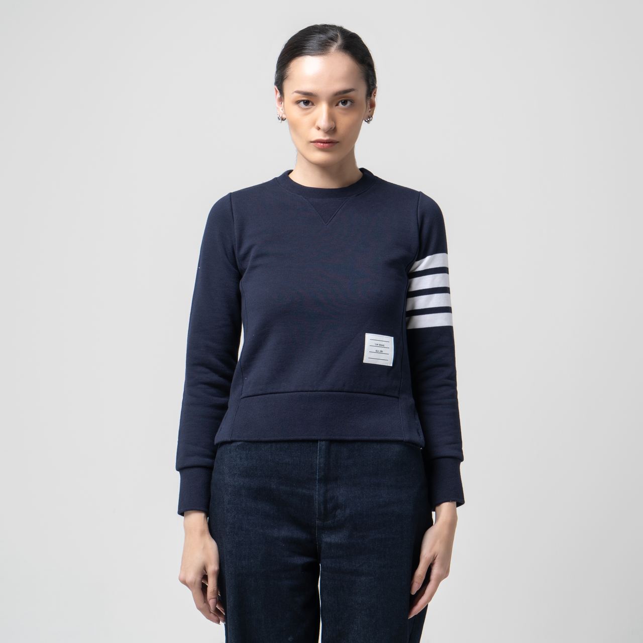 Tシャツ・カットソー THOM BROWNE Women Sweater FJT002A00535415 Blue Classic Loopback 4 Bar Sweatshirt | Thom Browne