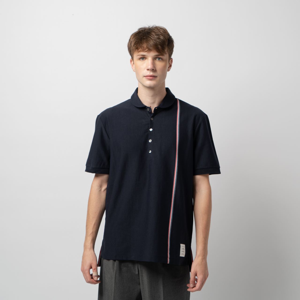 ★THOM BROWNE★RWB Stripe Jersey T-Shirt Navy MJS252AJ013841 Thom Browne Navy RWB Stripe T-Shirt Thom Browne