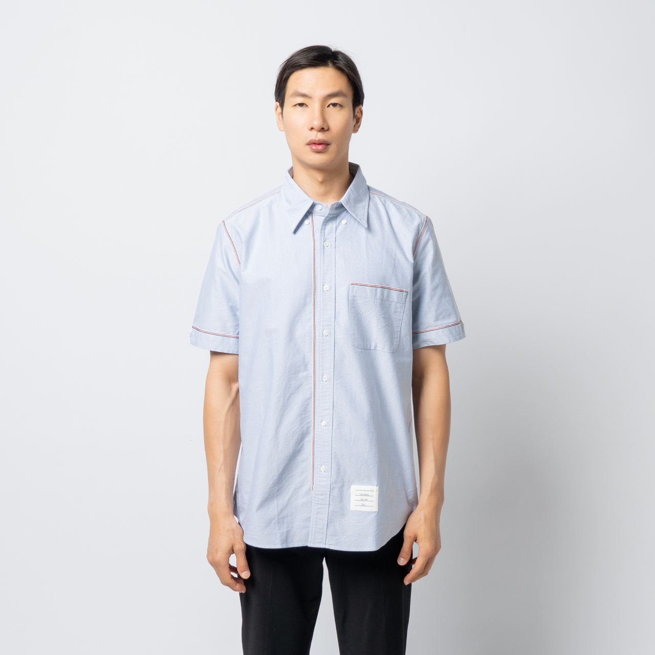 Thom Browne RWB Stripe Framing Trim Cotton Short Sleeve