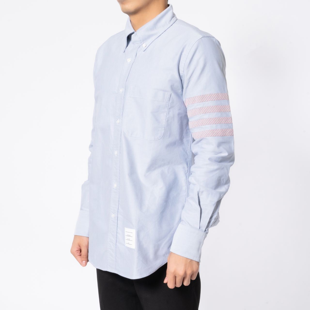 Thom Browne 4-Bar Stripe Longsleeves Shirt Light Blue – voilà.id