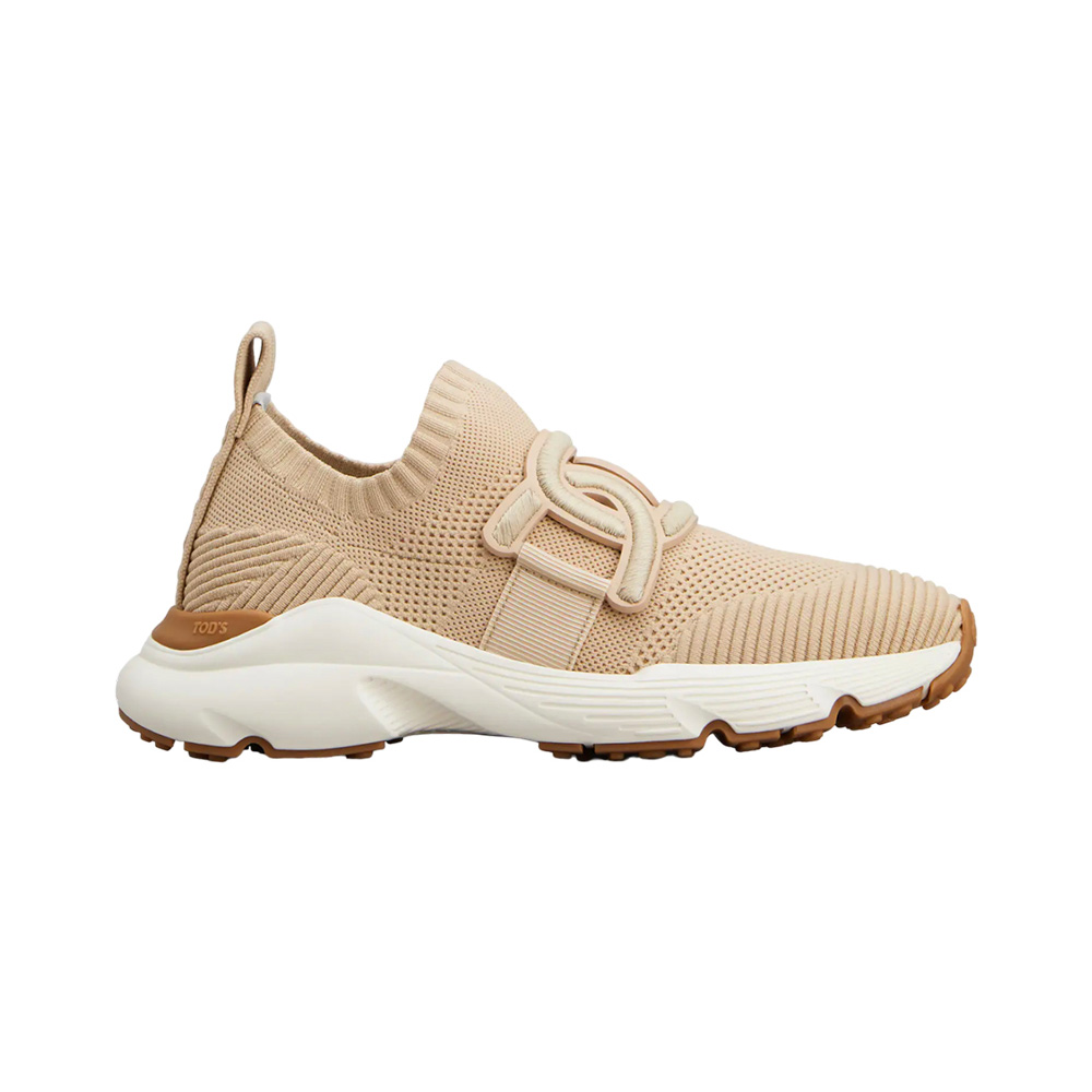 Tod's Chain Leather Accessory Knit Sneakers Beige with Tod's Chain Leather Accessory Knit Sneakers Beige with