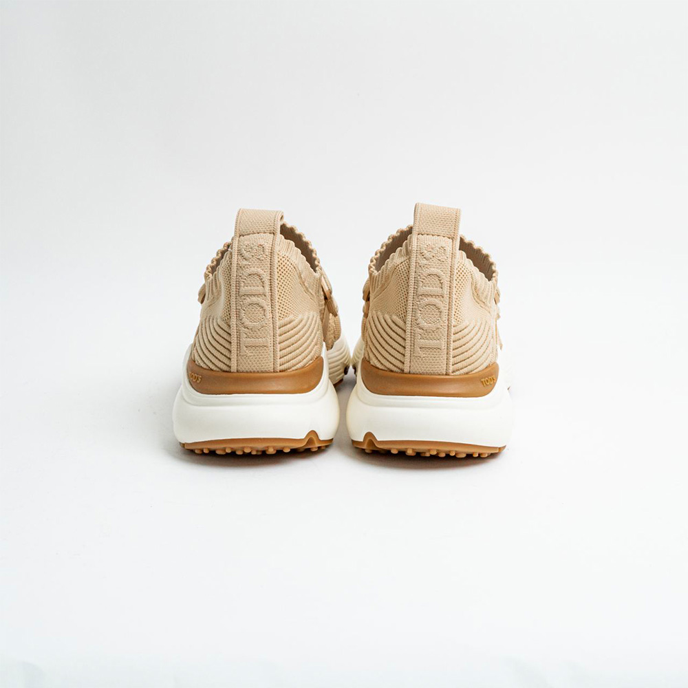 Tod's Chain Leather Accessory Knit Sneakers Beige with