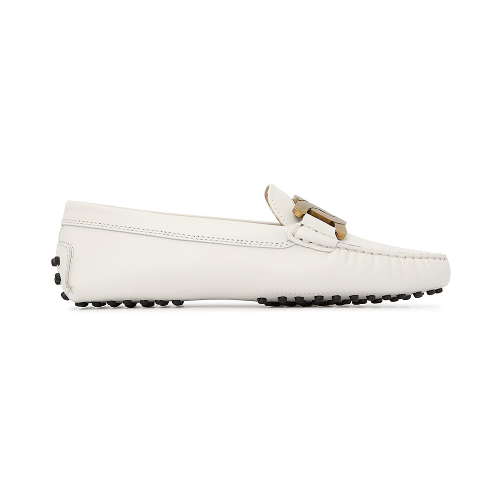 【TOD'S 】 Kate Leather Chain Detailed Gommino Driving Shoes Woman WHITE Kate Gommino Driving Shoes in Leather
