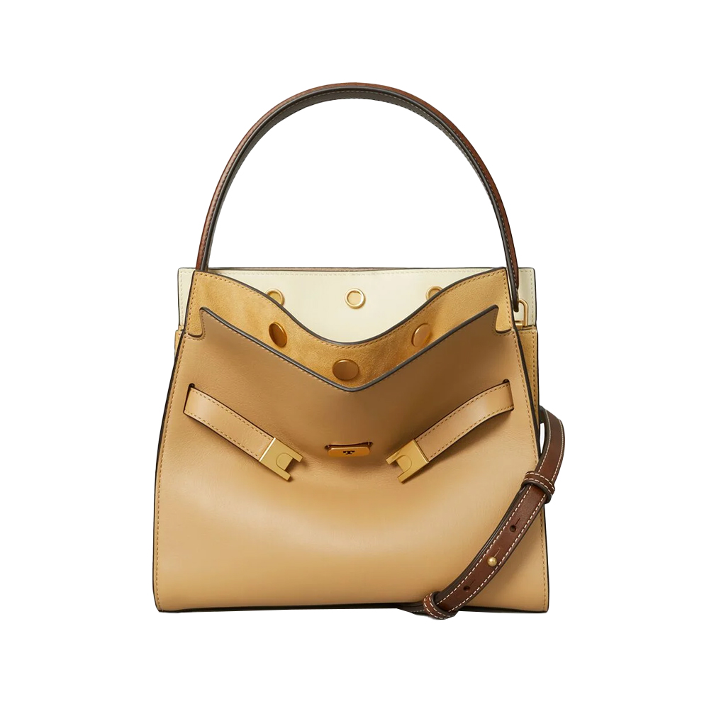 Tory Burch Lee Radziwill Small Double Bag Dark Sand –