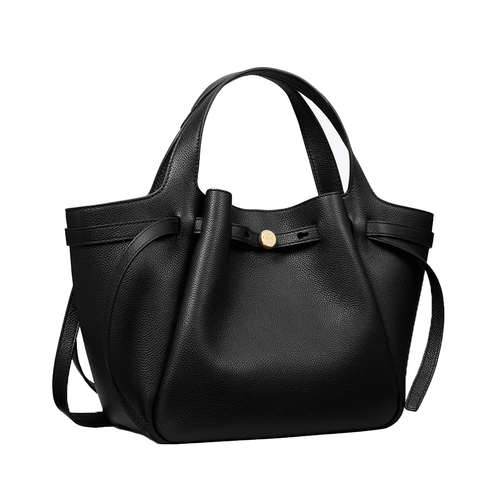 Tory Burch Romy Soft Pebbled Leather Small Tote Bag Black –