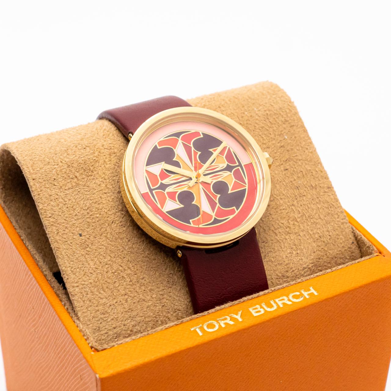 Tory Burch Red Leather Reva Watch with Gold Case 36 mm Tory Burch Reva White Dial Gold Tone Stainless Steel Quartz  main image 4