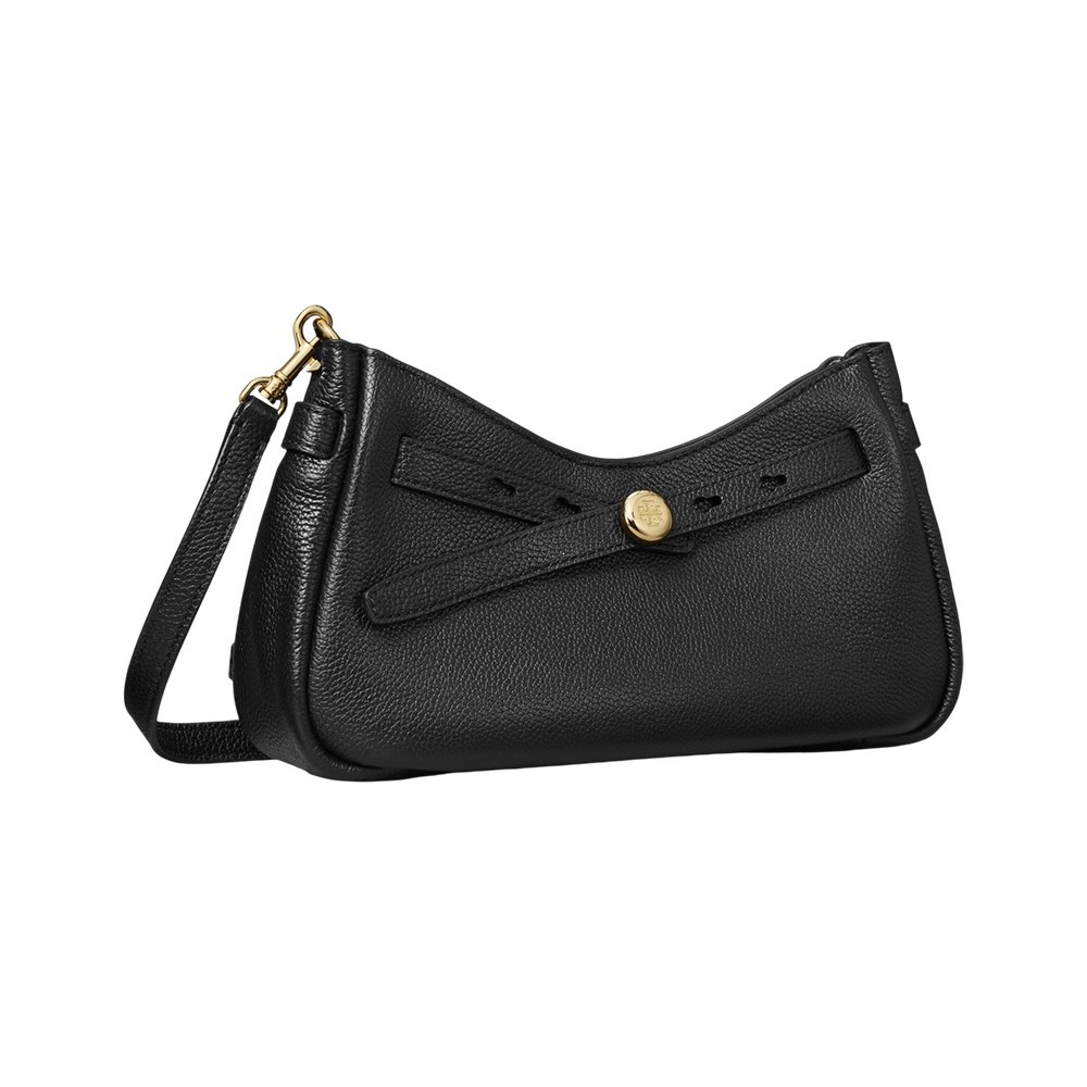 Tory Burch Romy Pebbled Top Zip Crossbody Bag Black – voilà.id