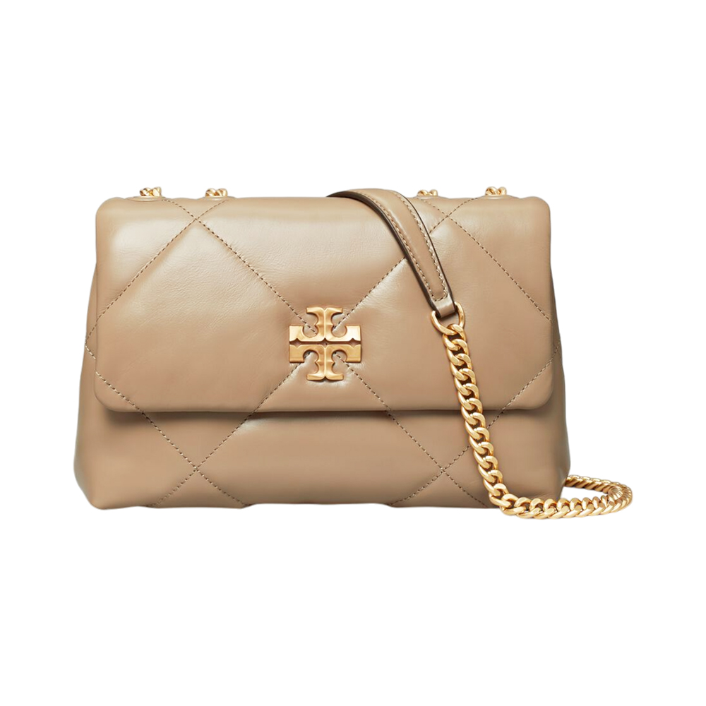 Tory Burch Kira Diamond Quilt Convertible Shoulder Bag Taupe Oak