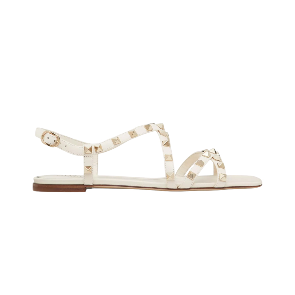 HIGH HEEL EMBROIDERED SANDAL IN WHITE CALFSKIN AND WOVEN STRAPS