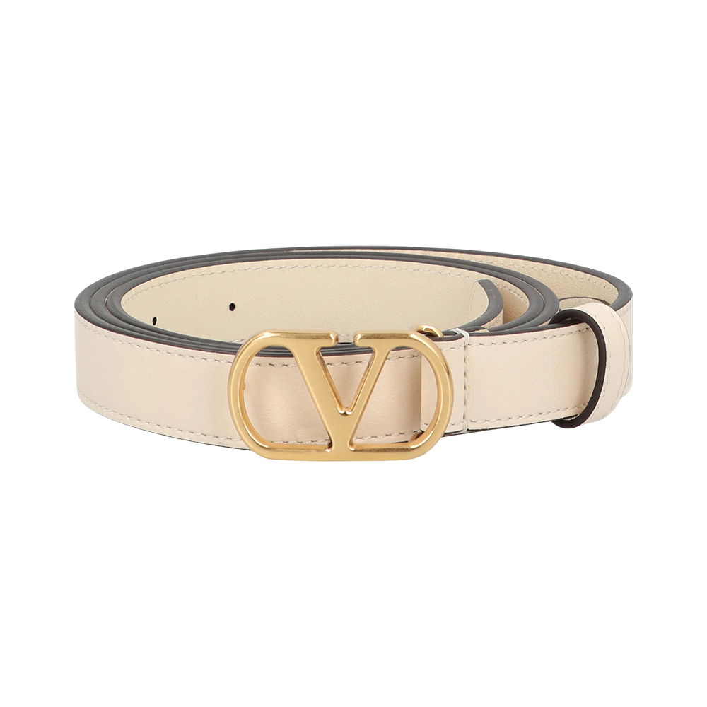 Valentino Garavani VLogo Round Signature Shiny Calfskin Belt 20mm