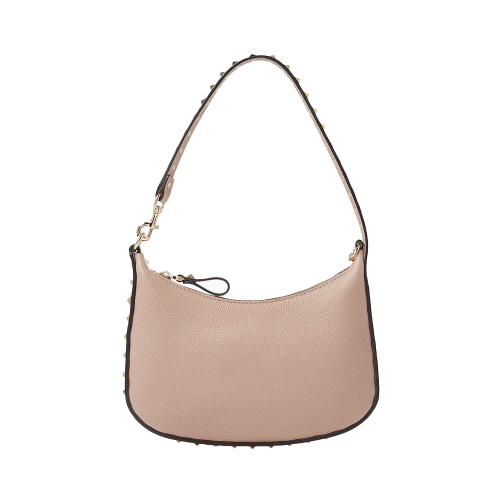 Valentino Garavani Rockstud Mini Hobo Bag Grainy Calfskin Poudre