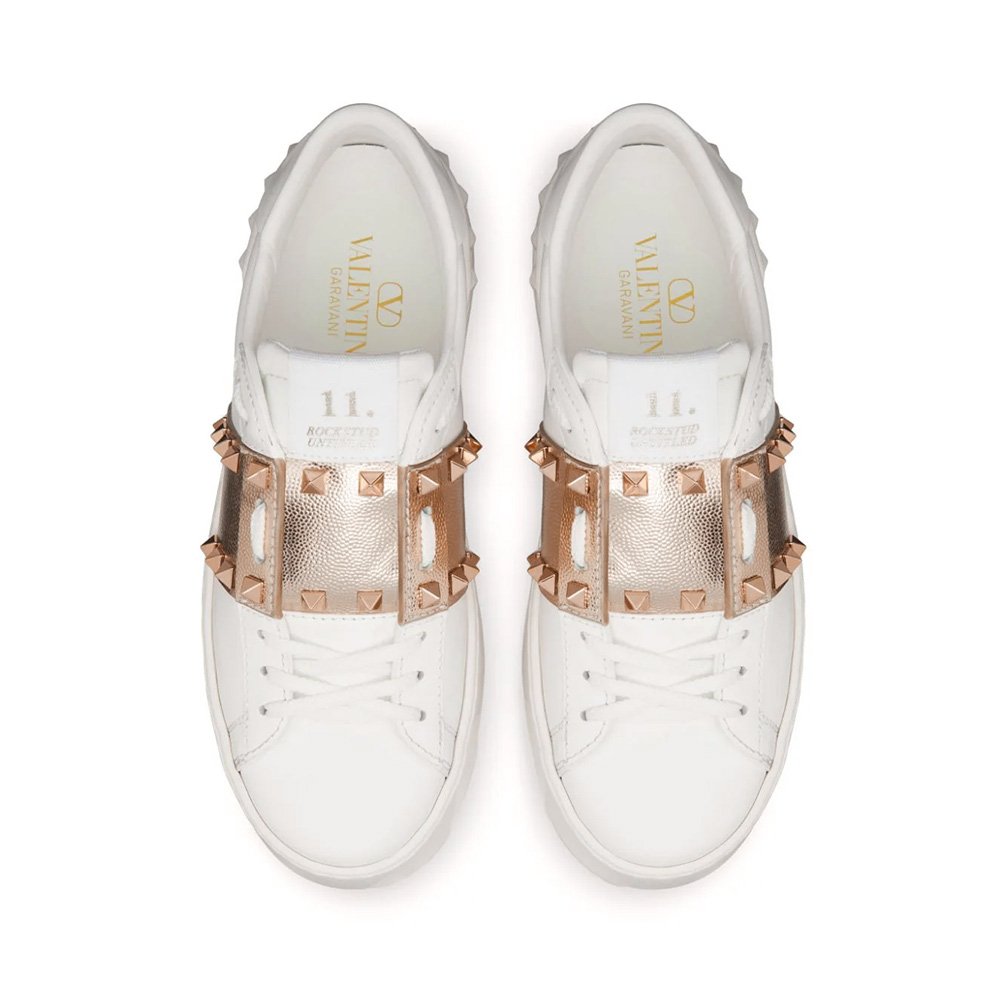 Platform Rockstud Untitled Sneakers Calfskin with Metallic Band