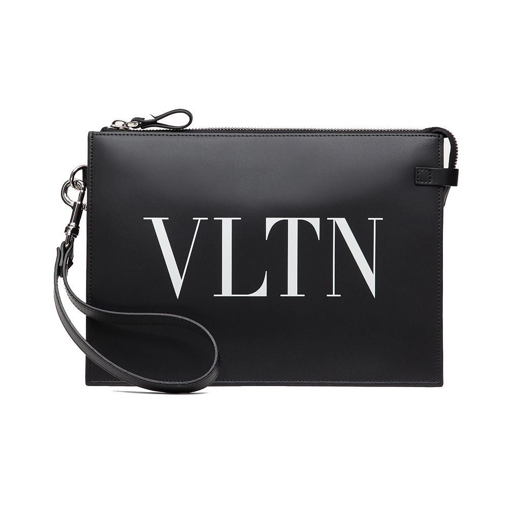 Valentino Garavani VLTN Leather Pouch Black With Logo Valentino Garavani VLTN Leather Pouch Black With Logo
