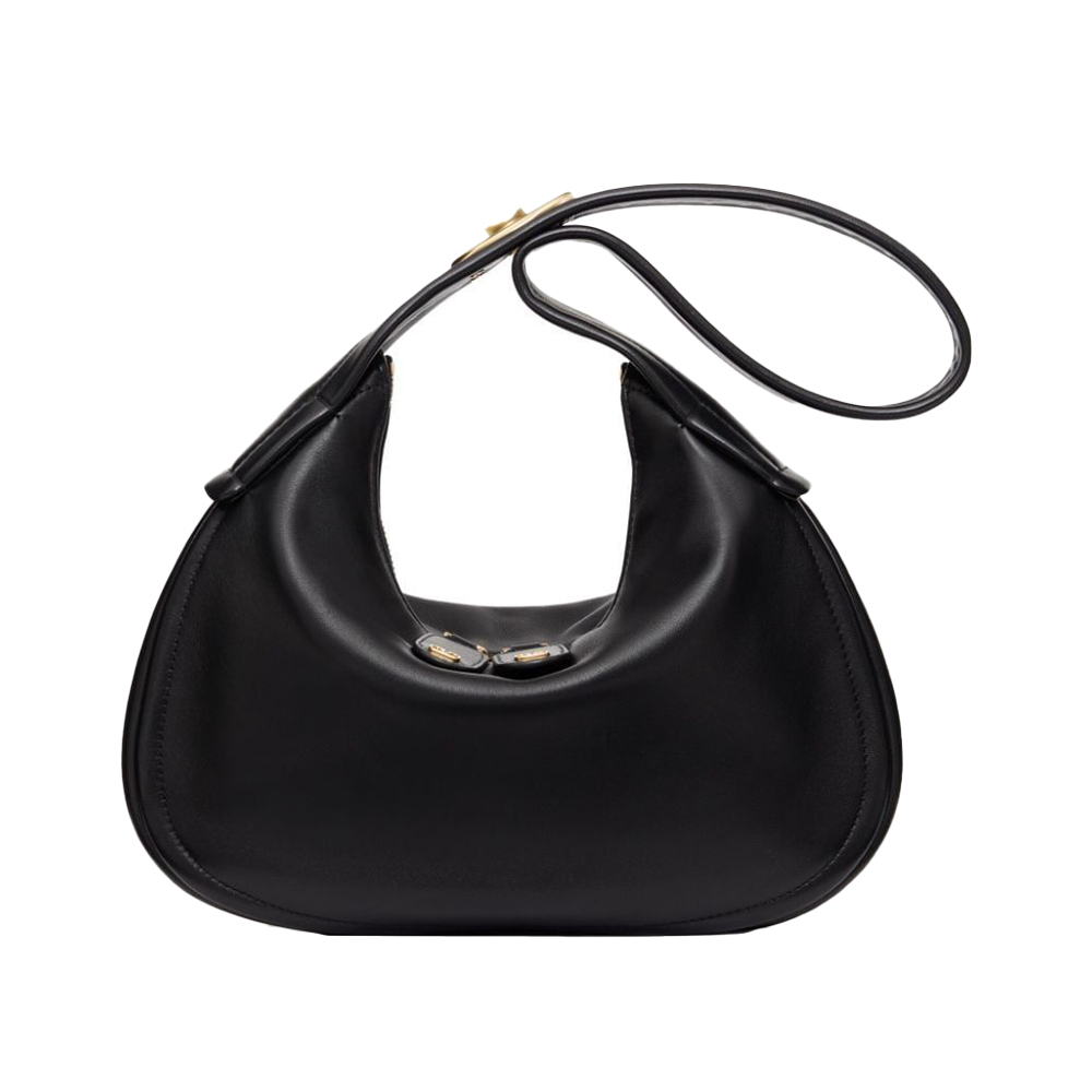 Valentino Garavani VLogo Small Logo On Strap Hobo Bag Black Valentino Garavani VLogo Small Logo On Strap Hobo Bag Black