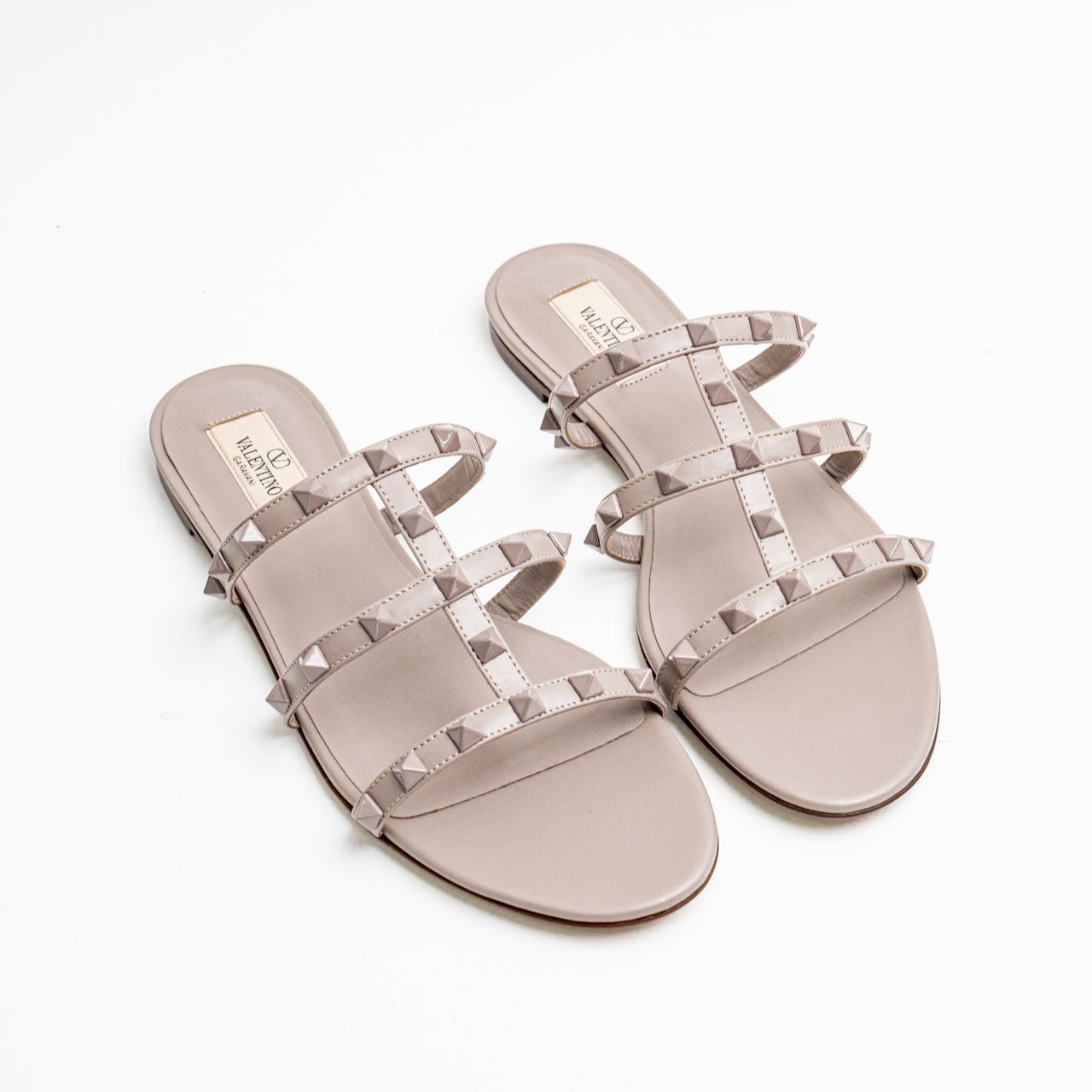 Valentino Garavani Rockstud Strappy Tonal Design Sandal Flat