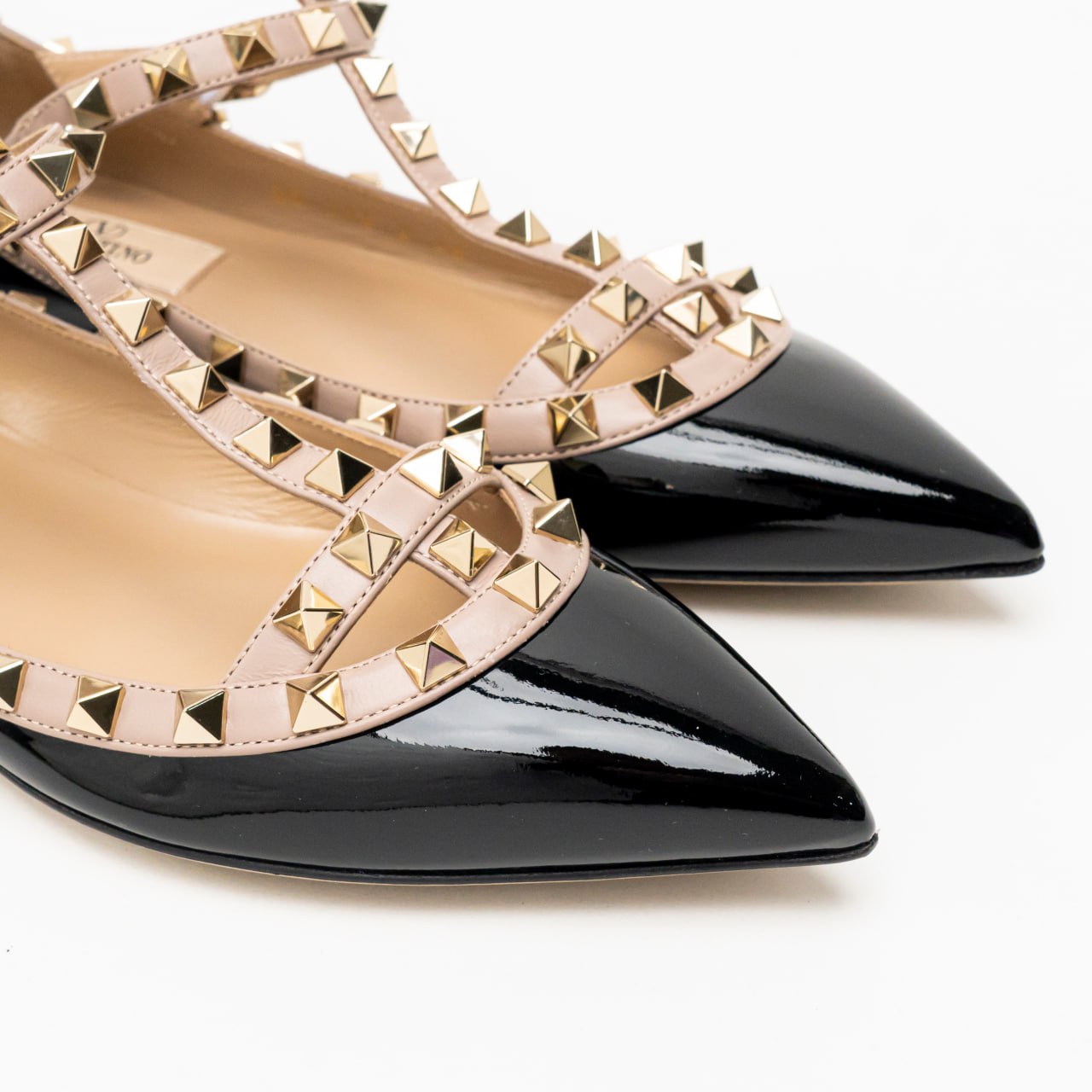 Valentino Garavani Rockstud Ankle Strap Ballet Patent Leather