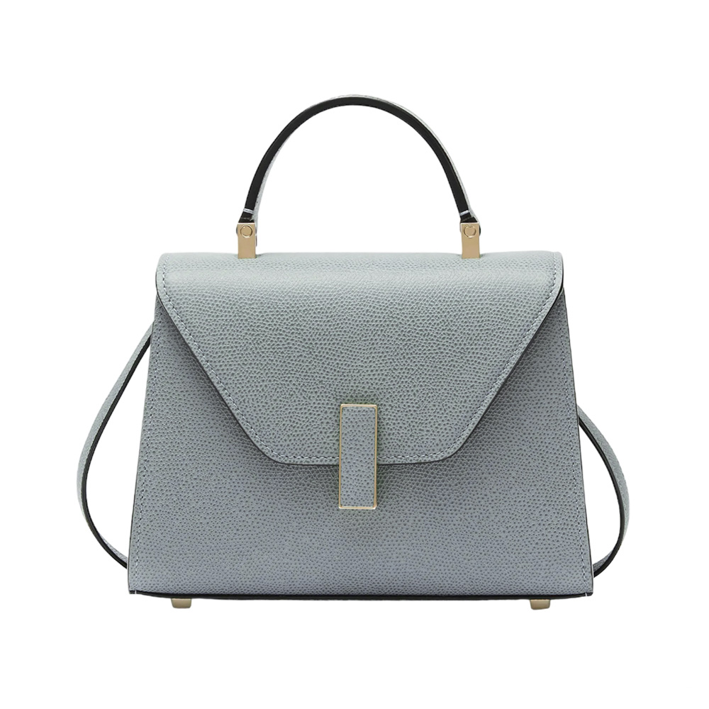 【関税送料込】Valextra Iside Crossbody Micro Bag Smokey Blue Blue Leather Micro top handle bag | Valextra Iside