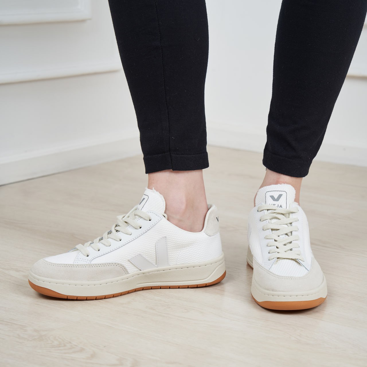 Veja V-12 B-Mesh Suede Low Top Sneakers White Natural Women