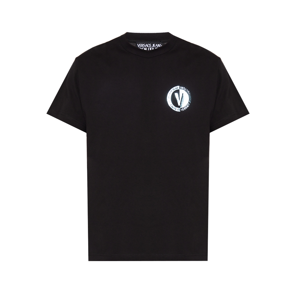 VERSACE スタッズビジュー装飾 ブラックTシャツ XL V Round