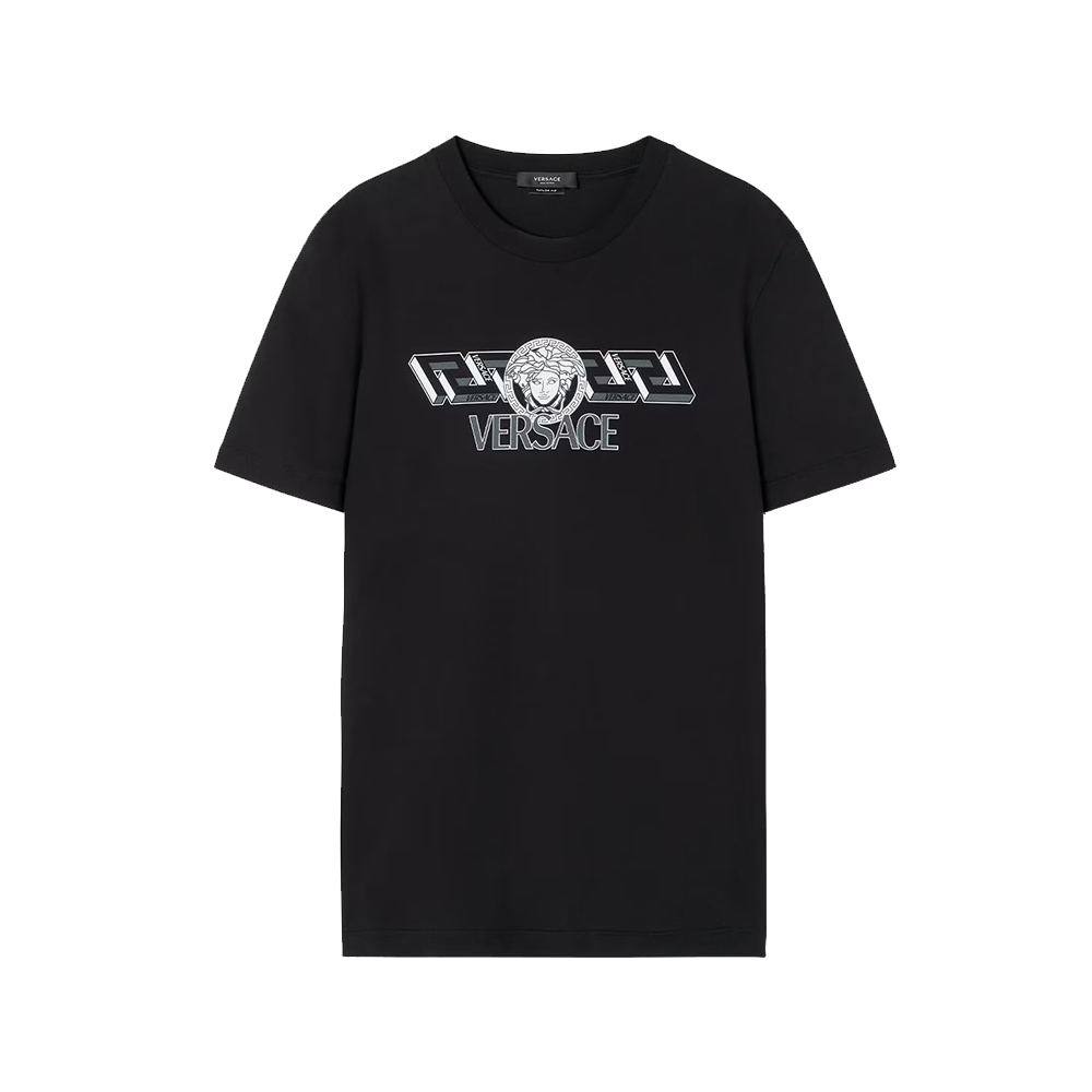 Versace La Greca Logo Print T-Shirt Black – voilà.id